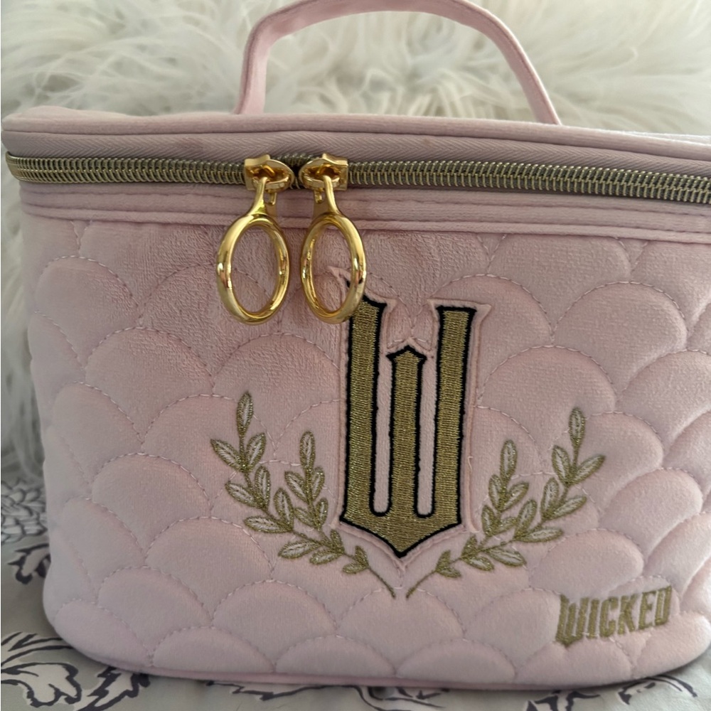 Wicked Pink Quilted Cosmetic Bag with Gold Accents